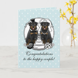 Carte Mariage Rottweilers - Belle caricature d'un bar so