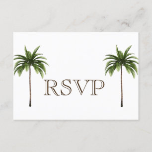 Carte Mariage RSVP 3 Entree Tropical Palm Tree Men