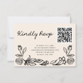 Carte Mariage RSVP à code QR floral tiré à la main (Devant)