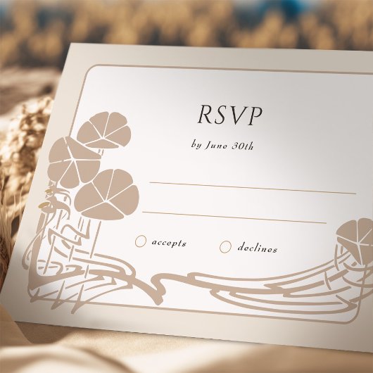 Carte Mariage RSVP à crème botanique chic
