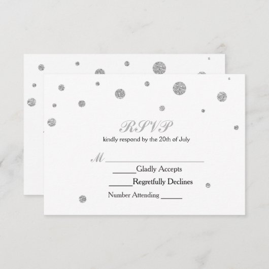 Carte Mariage RSVP avec points de Parties scintill (Devant / Derrière)