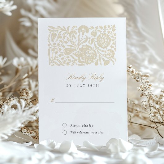 Carte Mariage RSVP Beige et ivoire intemporelle
