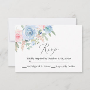 Carte mariage RSVP bleu et bleu