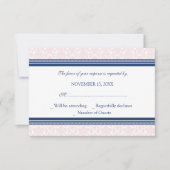 Carte Mariage RSVP Blue Blush Damask (Devant)