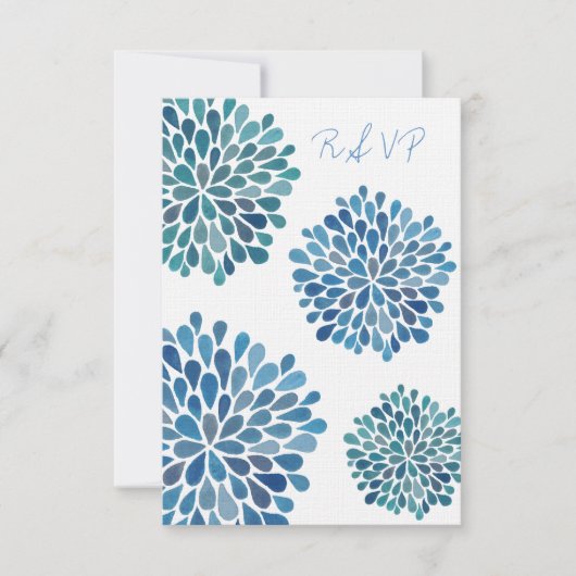 Carte Mariage RSVP Blue Floroms (Devant)