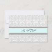 Carte Mariage RSVP Blue Grey Damask (Dos)