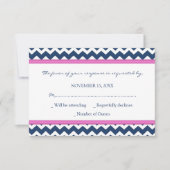 Carte Mariage RSVP Blue Hot Pink (Devant)