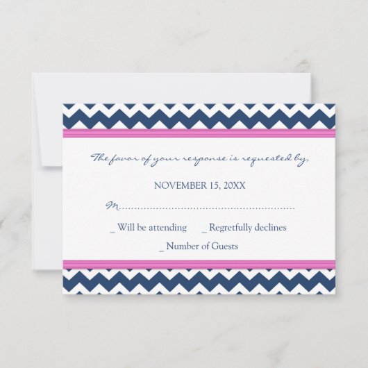 Carte Mariage RSVP Blue Hot Pink (Devant)