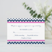 Carte Mariage RSVP Blue Hot Pink (Debout devant)