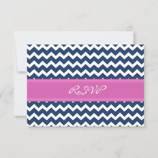 Carte Mariage RSVP Blue Hot Pink (Dos)