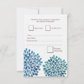 Carte Mariage RSVP Blue Watercolor Dahlias (Dos)