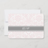 Carte Mariage RSVP Blush rose gris Damask (Dos)