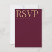 Carte Mariage RSVP Burgundy & Or moderne (Devant)