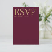 Carte Mariage RSVP Burgundy & Or moderne (Debout devant)
