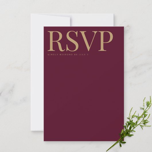 Carte Mariage RSVP Burgundy & Or moderne
