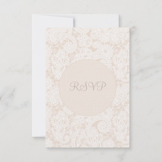 Carte Mariage RSVP Champagne Ivory Lace (Devant)