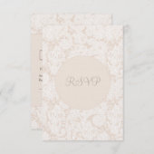 Carte Mariage RSVP Champagne Ivory Lace (Devant / Derrière)