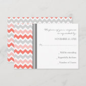 Carte Mariage RSVP Chevron Coral gris (Devant / Derrière)