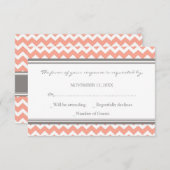 Carte Mariage RSVP Chevron Coral gris (Devant / Derrière)