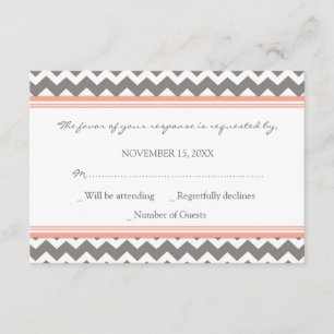 Carte Mariage RSVP Chevron Coral gris