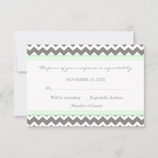 Carte Mariage RSVP Chevron Monnaie Grise (Devant)