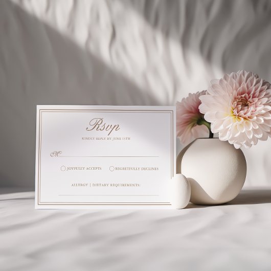 Carte Mariage RSVP classique à la lumière
