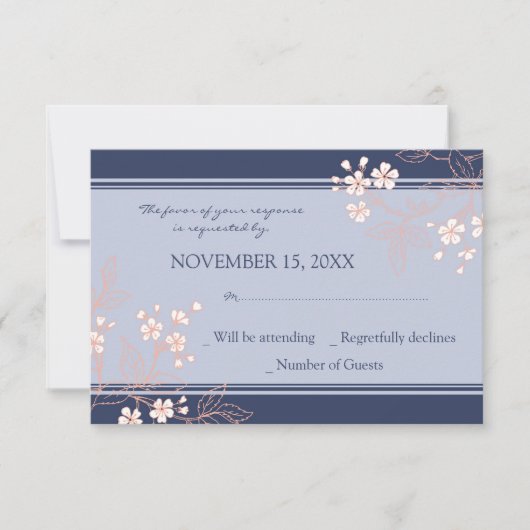 Carte Mariage RSVP Coral Blue Floral (Devant)