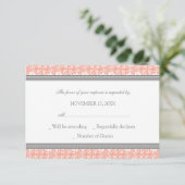 Carte Mariage RSVP Coral Grey Damask (Debout devant)