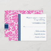 Carte Mariage RSVP couleur bleu rose (Devant / Derrière)