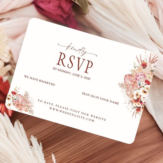 Carte Mariage RSVP couleur Floral QR Code