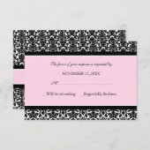 Carte Mariage RSVP couleur noir rose (Devant / Derrière)