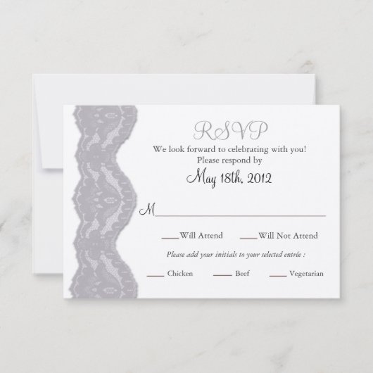 Carte Mariage RSVP, Dentelle (Devant)