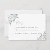 Carte mariage RSVP Dusty Blue Floral (Devant)