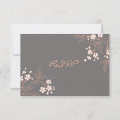 Carte Mariage RSVP Floral Gris Coral (Dos)