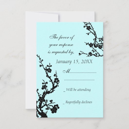 Carte Mariage RSVP Floral Turquoise (Devant)
