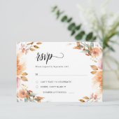Carte Mariage RSVP Florale Automne (Debout devant)