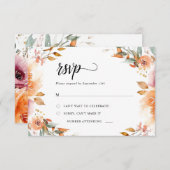 Carte Mariage RSVP Florale Automne (Devant / Derrière)