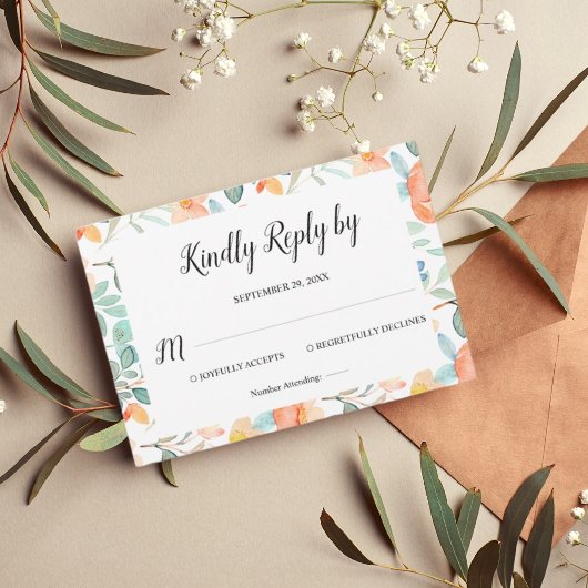 Carte Mariage RSVP florale colorée
