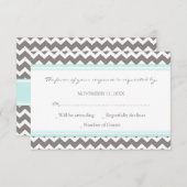 Carte Mariage RSVP gris bleu Chevron (Devant / Derrière)