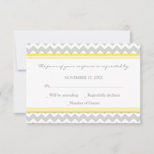 Carte Mariage RSVP gris-jaune Chevron (Devant)