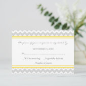 Carte Mariage RSVP gris-jaune Chevron (Debout devant)