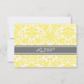Carte Mariage RSVP Gris Lemon Damask (Dos)