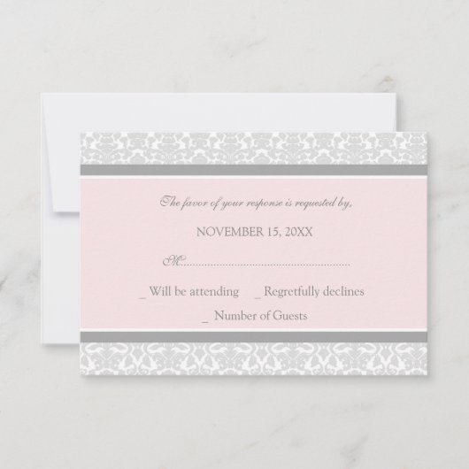 Carte Mariage RSVP Gris Rose (Devant)