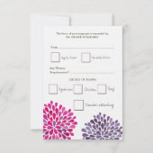 Carte Mariage RSVP Hot Pink & Purple Floroms (Dos)