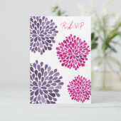 Carte Mariage RSVP Hot Pink & Purple Floroms (Debout devant)