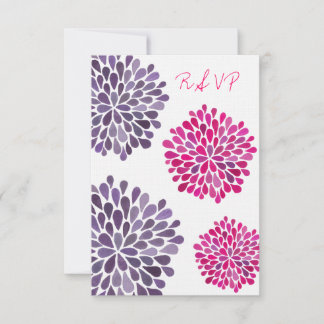 Carte Mariage RSVP Hot Pink & Purple Floroms