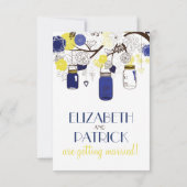 Carte Mariage RSVP Mason Jaune et Bleu (Dos)