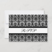 Carte Mariage RSVP noir blanc Damask (Dos)