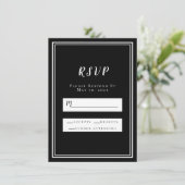 Carte Mariage RSVP Noir Simple Chic Minimaliste Moderne (Debout devant)