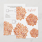 Carte Mariage RSVP Orange Autumn Floroms (Devant / Derrière)